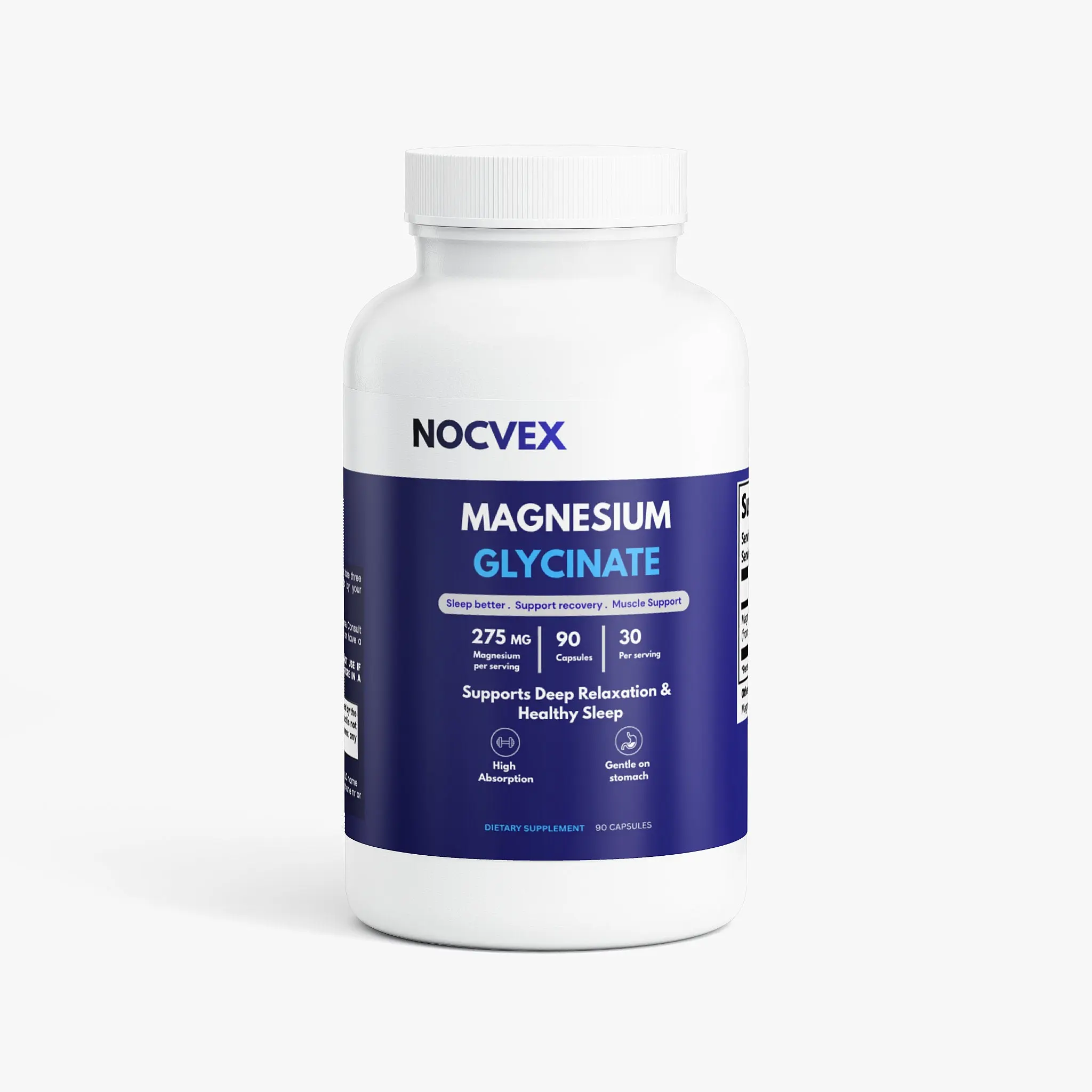 NOCVEX Magnesium Glycinate 275mg | Supports Relaxation, Sleep & Muscle Recovery | 90 Capsules