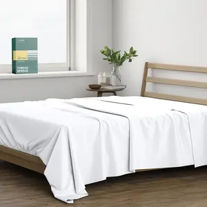 100% Organic Cotton Percale Flat Sheet Queen Size - 1 PC Flat Sheet, White - Crisp, Cool and Strong Bed Linen, Top Sheets for Hot Sleepers, Luxury Breathable GOTS Certified Sheets