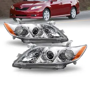 Headlights for 2007 2008 2009 Toyota Camry Chrome Amber Projector LH+RH Pairs