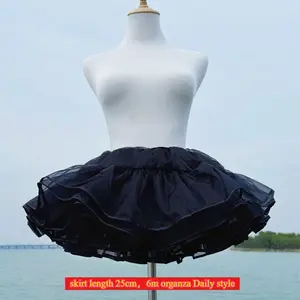 Flight Heaven Lolita Petticoat Black Ultra Violent Boneless Mesh Crinoline Short Fluffy Skirt for Sweet Classic Style 35cm 45cm