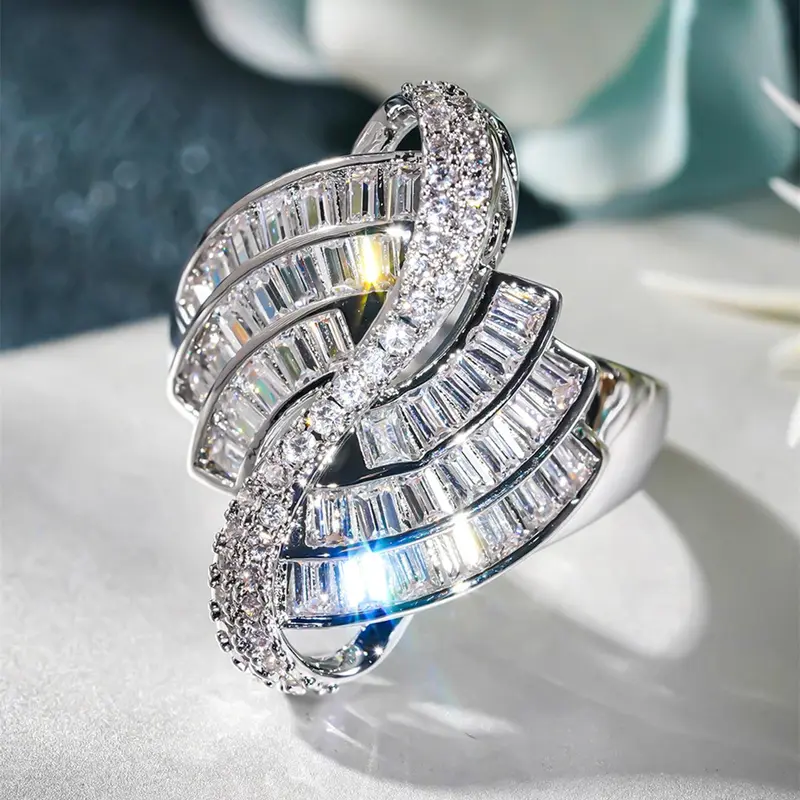 Elegant Artificial Zircon Decorated Ring, Fashion Accessories for Women, Trendy All-match & Exquisite Jewelry for Birthday Gift, Artificial Zircon Rings, Cubic Zirconia Ring, Zircon Embellished Rings, Beautiful Rings