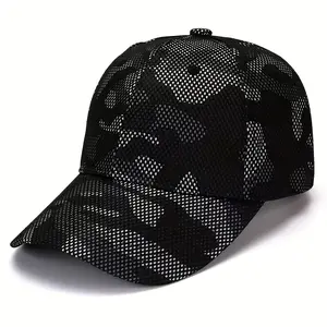 Men'S Black Camouflage Duckbill Baseball Cap - Breathable, Sun Protection, Casual Outdoor Hat with Adjustable Snapback, Soft Polyester Material, Outdoor Sports Cap |   Camouflage Pattern Hat |   Soft Texture Cap