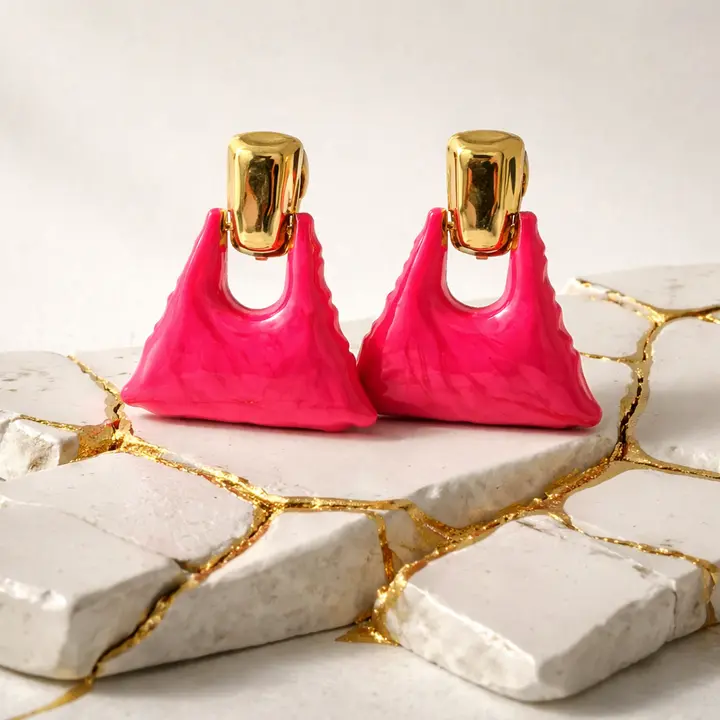 Pink Lava- Drop Earrings