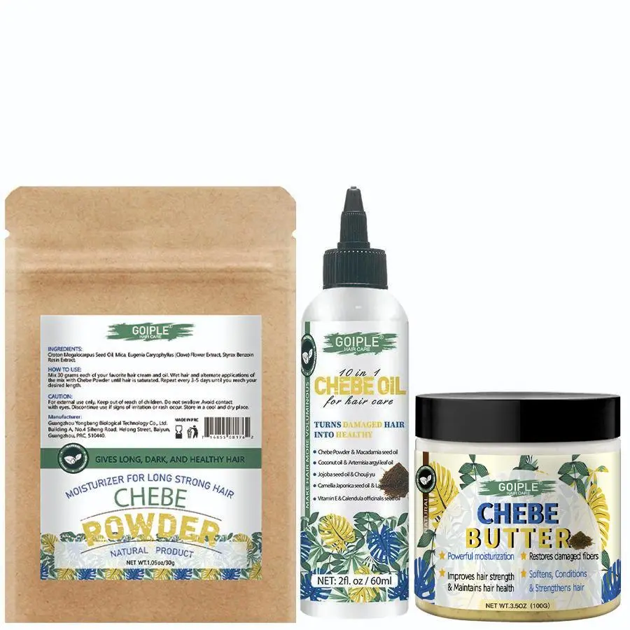 Chebe Hair Care Set, 3 Counts/set Chebe Powder & Chebe Oil & Chebe Butter, Hair Moisturizer Set, Hair Care Hydration, Haircare, Strengthening Hair Nourishing Hair Care, Dry & Damaged Hair Care Products, Hair Repair Treatment