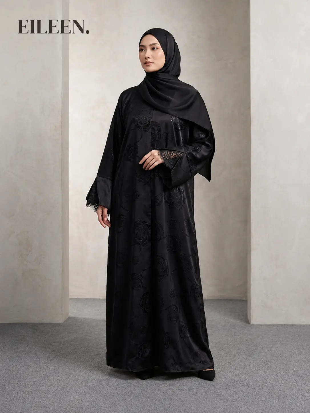Luxury Jacquard Floral Abaya Set