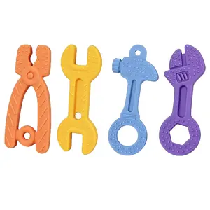 Baby Teething Toys, Baby Teethers for 3-6months, Freezer BPA Free Silicone Teethers for Babies, Hammer Wrench Spanner Pliers Shape Teether Baby Chew Toys