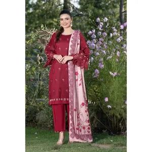 3PC Stitched Embroidered Linen Suit RTW-KLE-3536