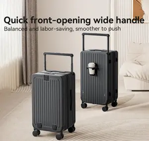 Vacuum Compression Luggage Handheld Suitcase for Travel Anytime USB Port Password Trolley Case Integrated Multifunctional Suitcase with Universal Wheels, Drop-Resistant, Front Opening 20/24 inch