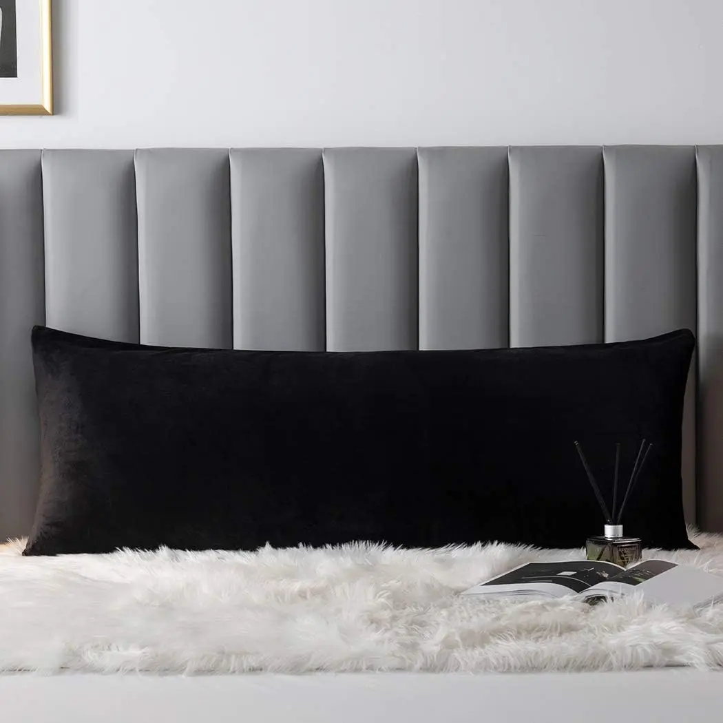Pillow Cover/Case Pillowcase with Zipper, Soft and Cozy, Zippered Flannel  Pillow Case (20 x 48 Inch, Black, 1-)