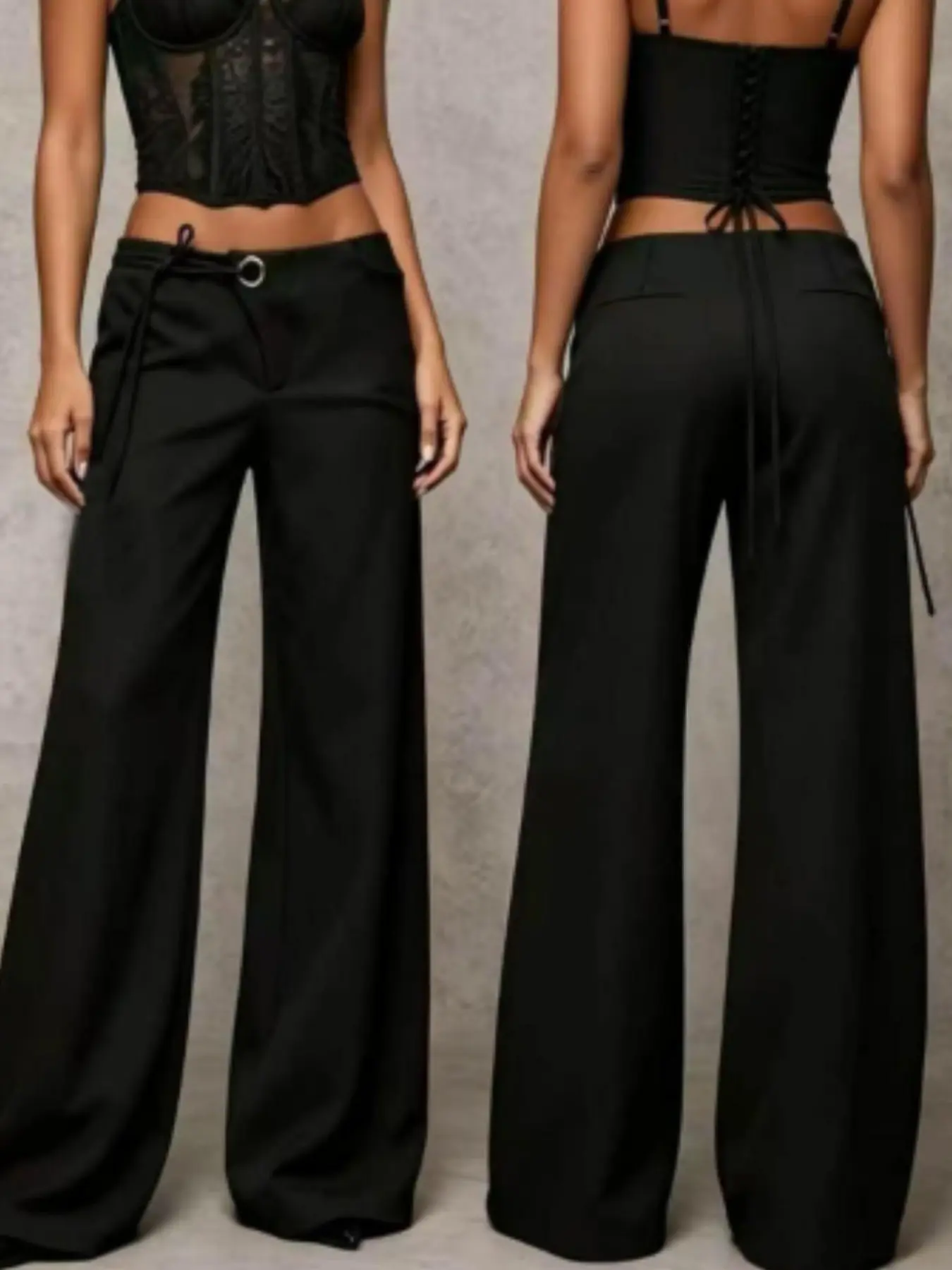 Elegant Women's Mesh Panel Wide Leg Loose Baggy Legged Pants, Stylish Fashionable Design, Comfortable & Chic, Perfect for Daily Wear & Special Occasions