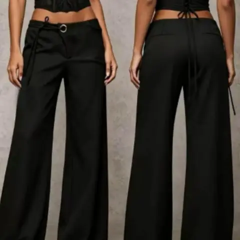 Elegant Women's Mesh Panel Wide Leg Loose Fashion Bottoms, Stylish Fashionable Design, Comfortable & Chic, Perfect for Daily Wear & Special Occasions