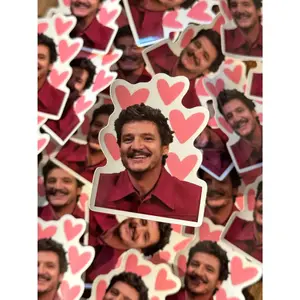 Pedro Pascal sticker - Hot Ones - pink hearts