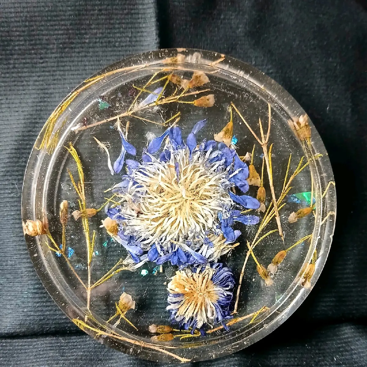 Handmade Floral Resin Coaster - Approximately 4" Diameter, Hand-Wash Only, Unique Floral Design with Greenery - Tableware, Stylish