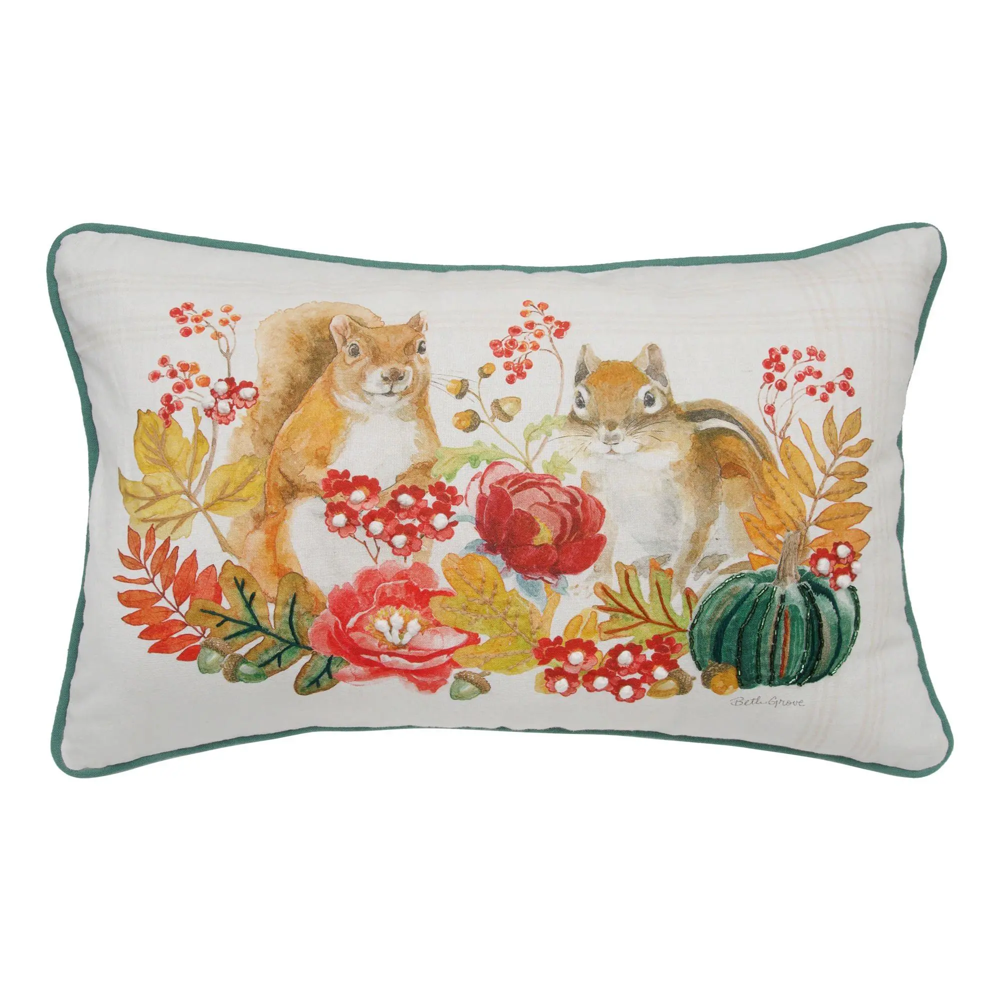 Squirrel & Chipmunk Harvest Pillow by Valerie Squirrel & Chipmunk Harvest Pillow by Valerie