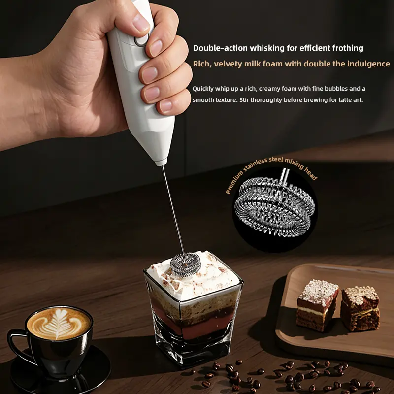 Stainless Steel Handheld Whisk Milk Frother Wand Handheld Electric Mixer, Egg Beater, Foam Maker for Coffee, Latte, And Cappuccino, Matcha Whisk Drink Mixer, Kitchen Gadgets