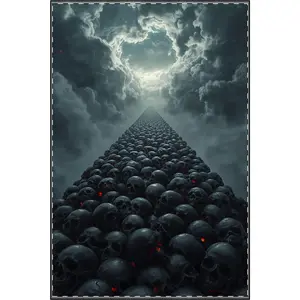 Skulls Pyramid Satin Poster | Dark Gothic Skull Art, Moody Cloudscape
