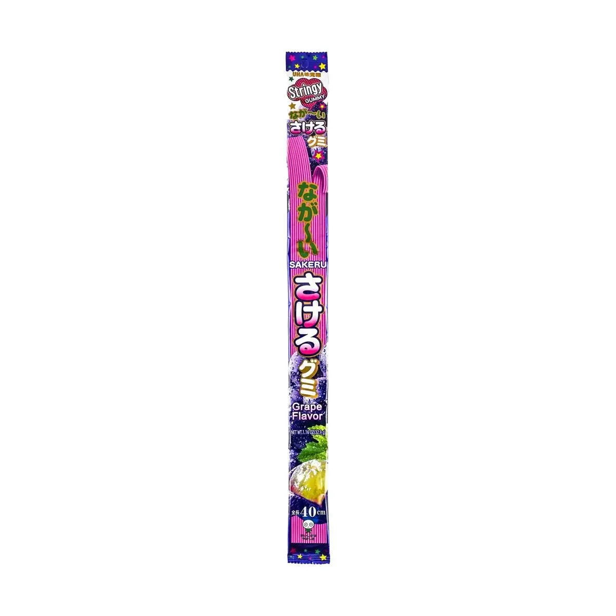 UHA Mikakuto Fruit Gummy - Grape Flavor, Chewy & Tearable Texture, 32.9g