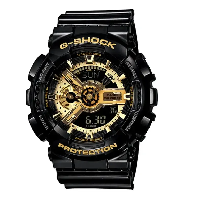 ‮ oisaC  ‬  G-Shock Classical Gold-Black Analogue Quartz Fashionable Wristwatch for Men, Men's Accessories, Gifts for Boyfriend, Mens Gifts