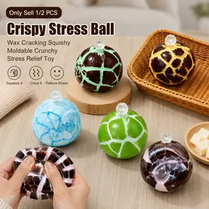 Crispy Chocolate Stress Ball, Crunchy Wax Skin Squeeze Toy, Handmade Clear Sound ASMR Squishy Fidget Ball,  Slow Rebound Sensory Hand Toy for Home Office Party Travel
