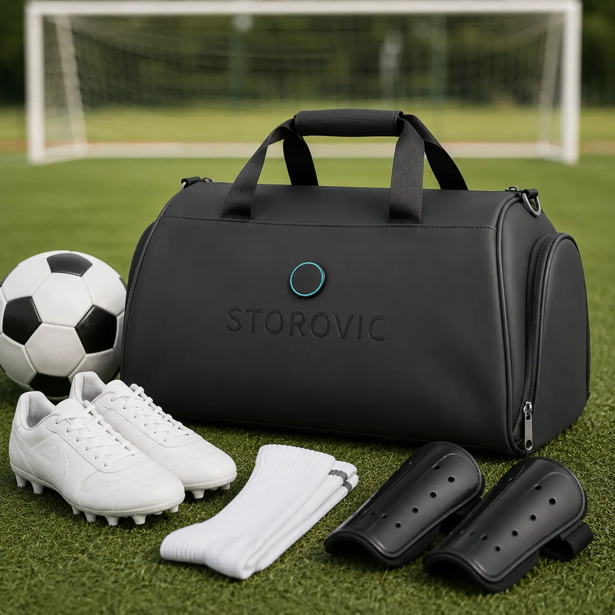 STOROVIC 32L Soccer Duffel Bag with Separate Cleat Compartment, Athletic Gym Bag for Football, Trainer Bag with Sporty Pocket Design, Travel Duffel Bag for Match Day & Sports Gear
