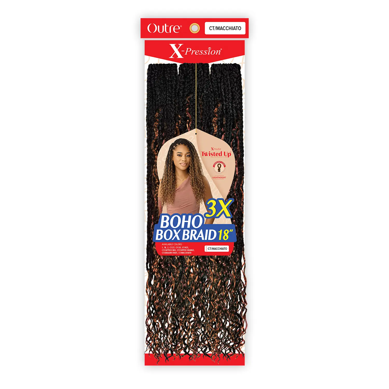 Outre X-Pression Twisted Up 3X Boho Box Braid Crochet Hair Extensions - 18" Quick Braided Protective Style for Crochet Hairstyles