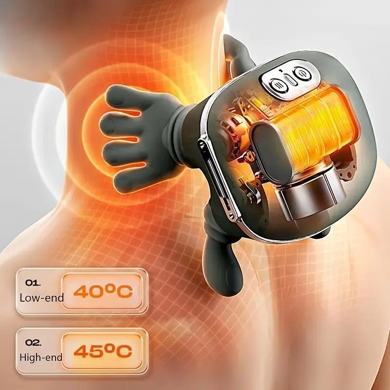 Multi functional simulated human hand five finger shoulder and neck massager, electric massage function neck and shoulder massager, wireless portable USB charging. Deep tissue massage, suitable for the neck, shoulders, back, arms, and legs Shiatsu heat