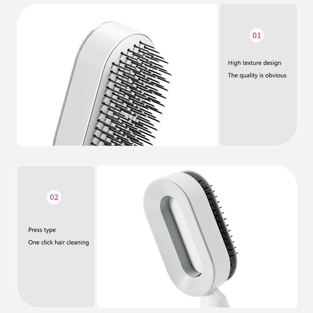Self Cleaning Hair Brush For Women One-key Cleaning Hair Loss Airbag Massage Scalp Comb Anti-Static Hairbrush