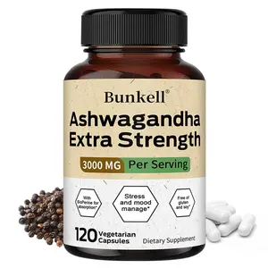Bunkell Ashwagandha health supplement,Supports Mood health,Supports energy, endurance and performance,120 Capsules