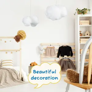 6 Pieces Artificial 3D Cloud Props Imitation Cloud Shape Hanging Decorations DIY Hanging Ornaments for Room Wedding Party Stage Show Decor Small and Medium Size