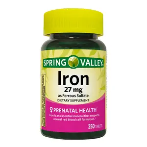 Spring Valley Iron Prenatal Health Dietary Supplement 27 mg 250 Count for Pregnant Women, Peanut Free, Healthcare & Fitness Supplement