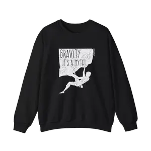 Gravity Its A Myth Rock Climbing Climber Bouldering T-Shirt Sweatshirt Cotton Collar Fabric Unisex Man Woman Top