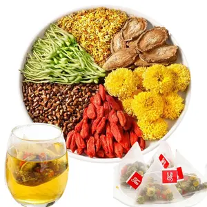 Liver Detox Dried Chrysanthemum Herbal Tea Beverage - 30 Bags (150g) Non-Caffeinated Packaged Ready-to-Mix Natural Blend with Cassia Seeds, Honeysuckle, Chinese Wolfberry, Sweet-Scented Osmanthus, Burdock Root, Sweet Aroma, Summer Vibes Upgraded Tea Bags,
