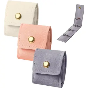 Mini Travel Jewelry Bag with Buckle, Secure Closure, Small Travel Jewelry Organizer Case, Foldable Jewelry Roll for Journey Rings, Necklaces, Earrings, Bracelets-Lightweight Jewelry Storage Organizer, Compact Storage