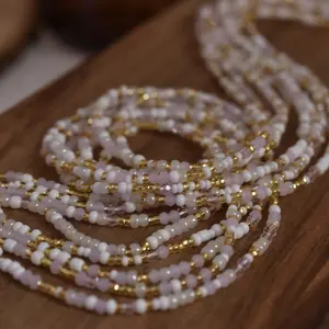 HIDDEN GEMS - Tie On Waist Beads - 45 to 60 inches Waistbeads - Pink Waistbeads - Made By Venus Waistbeads