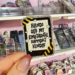 Hands Off My Emotional Support Kindle Crushed Glitter Sticker Decor Decorative