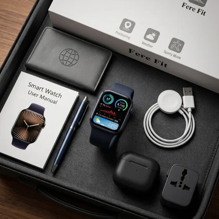 Universal smart HD watch for making and receiving calls and sending and receiving messages, fitness running, IP65 water resistance, pedometer, weather viewing, sleep/activity/heart rate/blood pressure monitoring, and various sports modes.
