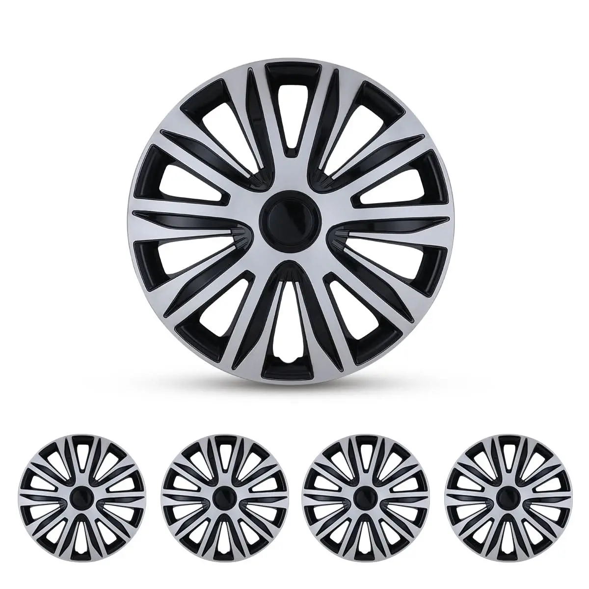 WOLFSTORM 4-Pack 17-Inch ABS Plastic Wheel Rim Cover Hubcaps, Automotive Protector Wheel Skins, Easy-Install Auto Replacement Tire & Accessory Parts, Multi-Colors Option