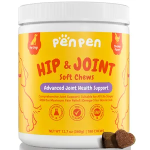 PENPEN Hip and Joint Supplement for Dogs with Glucosamine for Dogs Chondroitin, 180 soft chews,MSM, and Turmeric to Support Joint Health, Promote Mobility (Chicken Chews, 180ct)