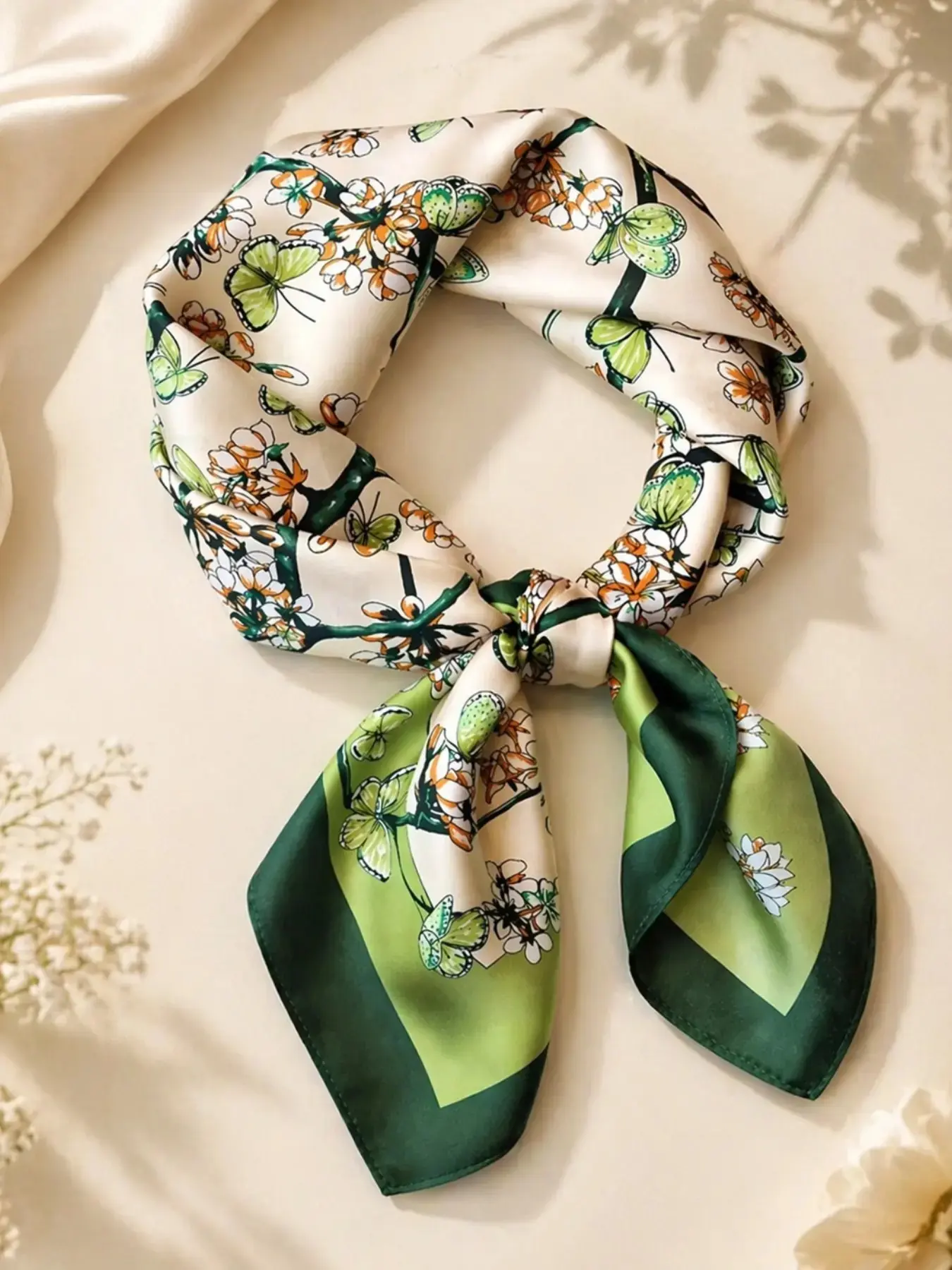 Floral Print Neckerchiefs, Elegant Style Scarf for Women, Fashion Accessories for Daily Wear, Trendy All-match & Exquisite Neckerchief for Birthday Gift