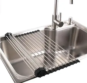 Roll up Dish Drying Rack RV Folding Over Sink 304 Stainless Steel 17x12inches