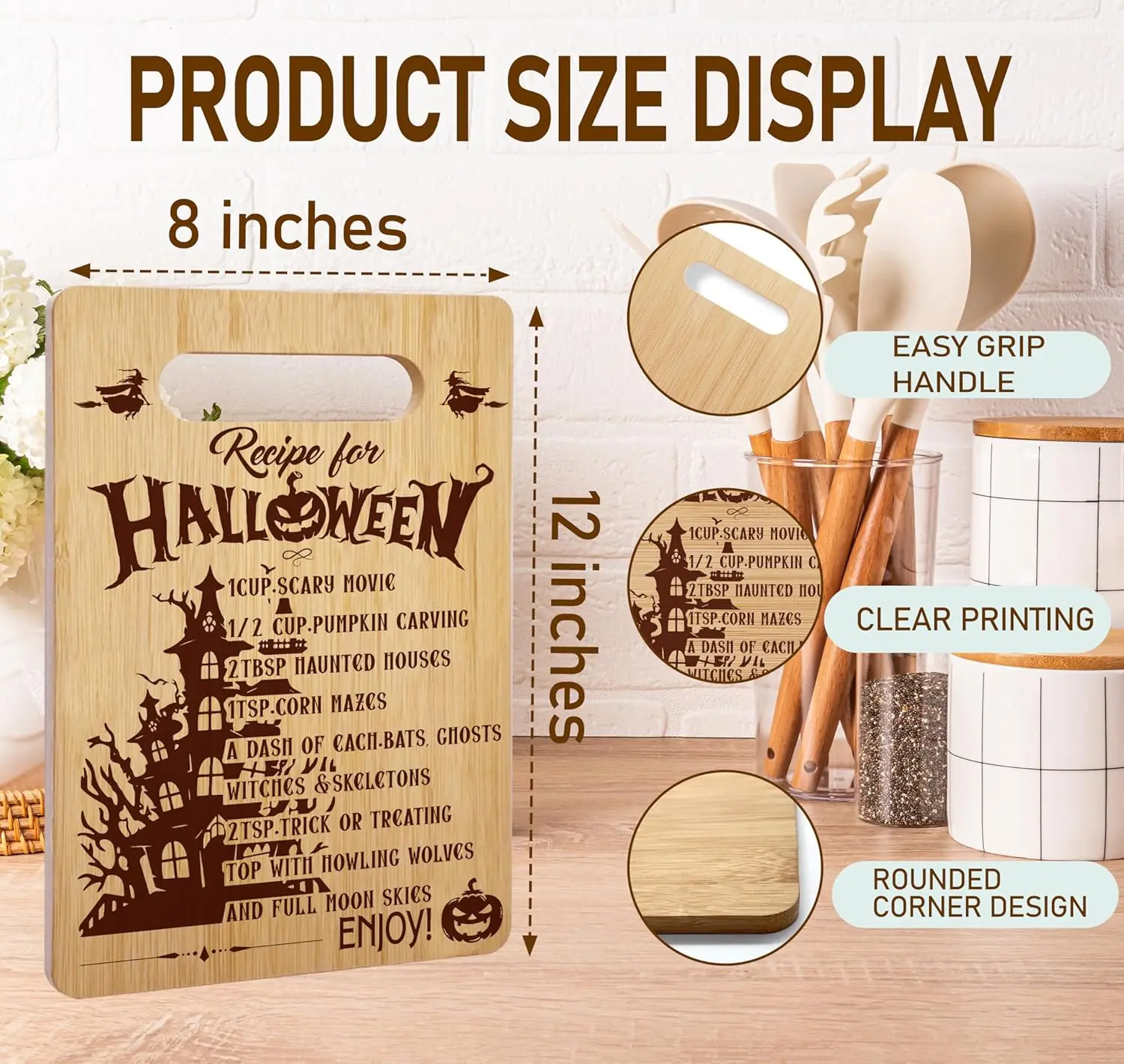 Halloween Cutting Board Gifts, Recipe for halloween Charcuterie Board, Holiday Charcuterie Board, Home Kitchen Decorations, Kitchen Cooking Gifts For Family Friends Coworkers Neighbors