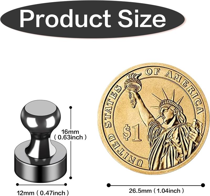 [New Deal]  12Pcs Black Fridge Magnets, Small and Strong Magnets for Whiteboard, Office, Classroom, Map, Kitchen