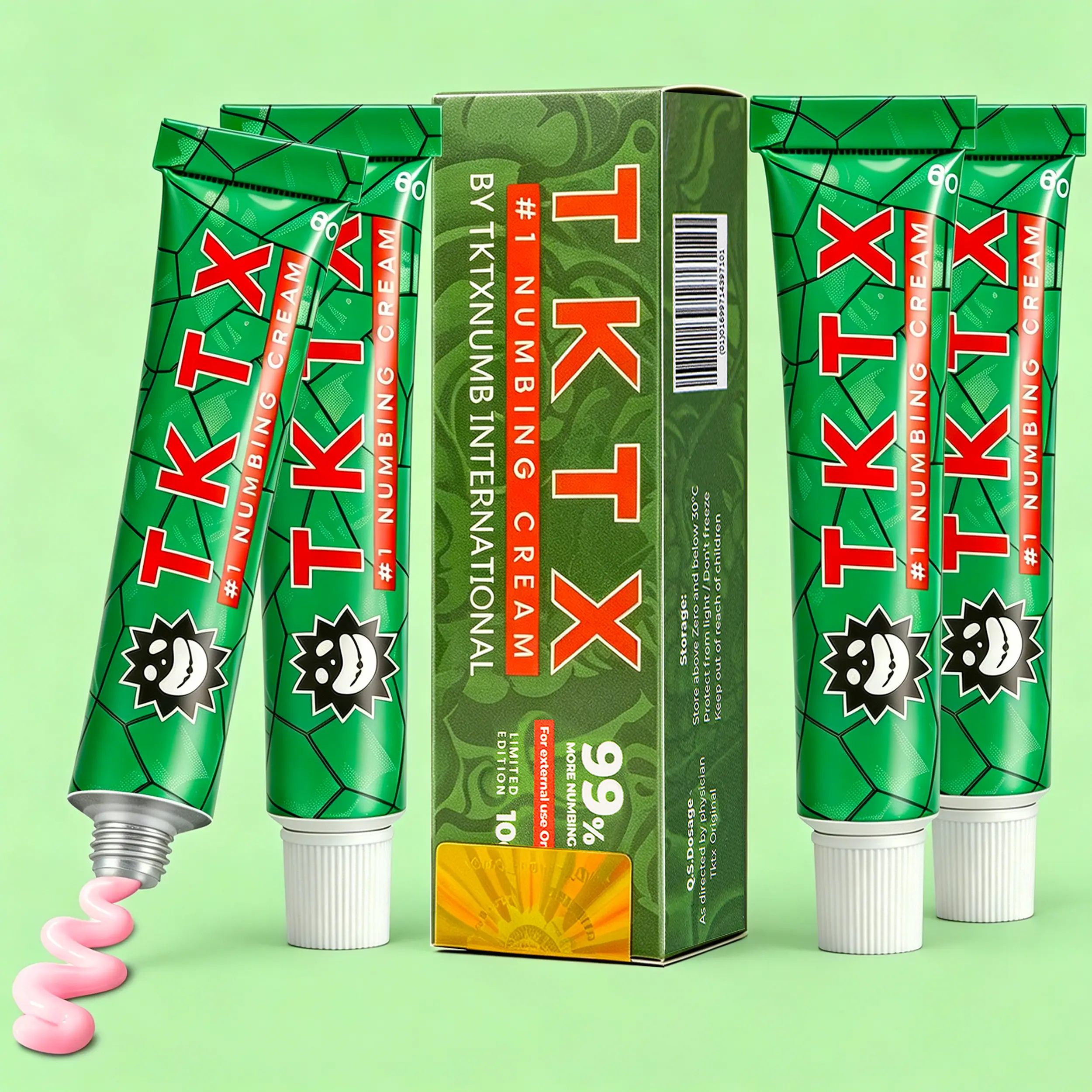 TKTX Tattoo Numbing Cream 4 Pack , Limited Edition 99% Very Strong, Relief Cream for Tattoos, Waxing, Microneedling, Lecithin External Cream(10g) Cosmetic.
