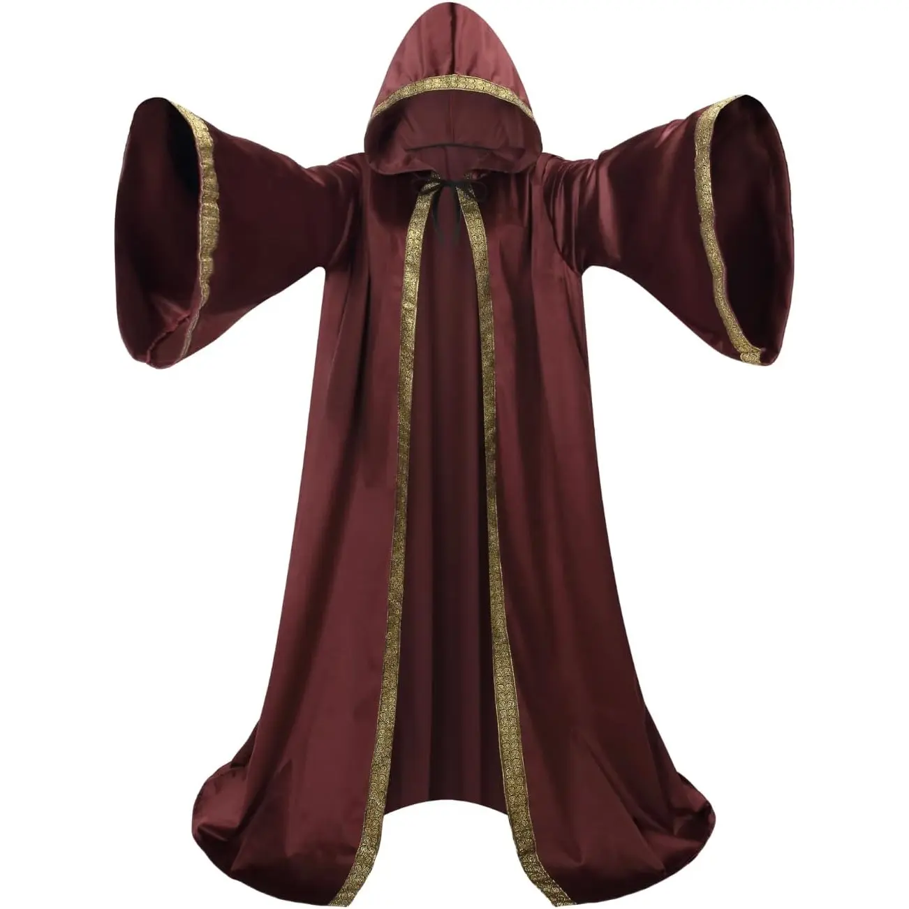 Velvet Wizard Robe with Hooded and Sleeves, Halloween Vampire Witch Wizard Cloak Fancy Cosplay Costume