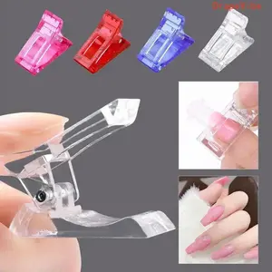 5pcs Transparent Nail Tip Clip, Practical Nail Art Tool For Fast Gel Nail Extension And Shaping