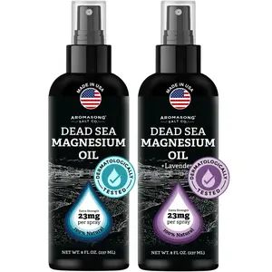 AROMASONG Extra Strength Magnesium Spray, 23mg per Spritz, 8 Oz Natural Pure Body & Massage Oil for Leg Discomfort & Calm Sleep, 2 Pack (Unscented + Lavender Included), Made in USA, Dermatologically Tested, Two Pack