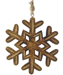 7.5" MANGO WOOD SNOWFLAKE ORNAMENT