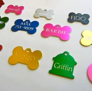 CUSTOM ENGRAVED PERSONALIZED PET TAG DOG CAT NAME ID TAGS DOUBLE SIDED IN VARIOUS COLORS AND DESIGNS FOR PET OWNERS