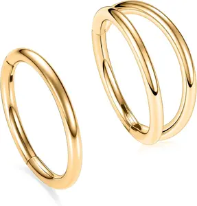 2 Pcs Nose Rings 20G 18G 16G 14G 12G 10G 8G Surgical Steel Piercing Rings for Nose Septum Cartilage Helix Tragus Conch Rook Daith Lobe from 5Mm to 16Mm Seamless Hoop Unisex Hinged Earrings