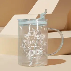 Clear Glass Mug with Straw Lid